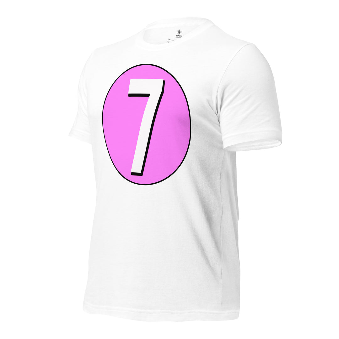 Unisex t-shirt: White on Pink 7