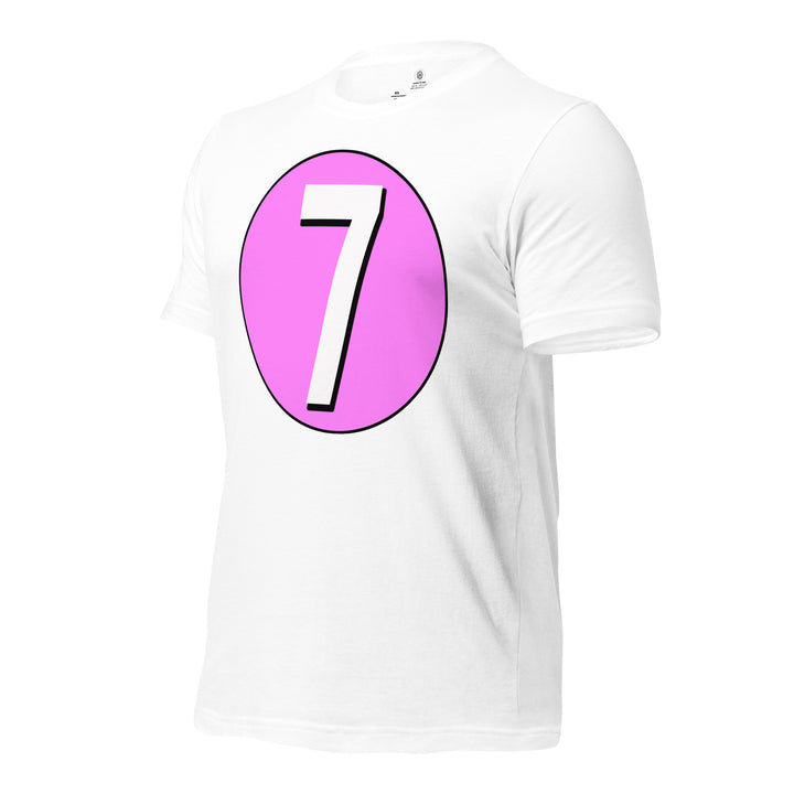 Unisex t-shirt: White on Pink 7