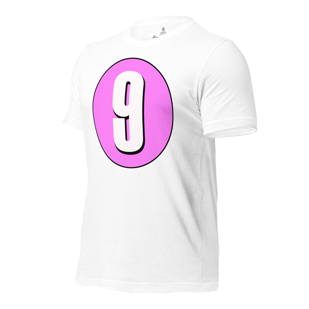 Unisex t-shirt: White on Pink 9