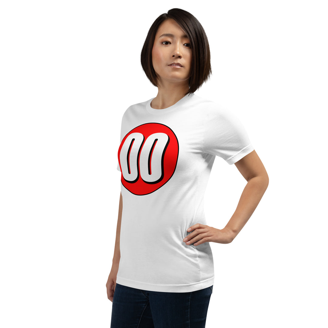 Unisex t-shirt: White on Red 00