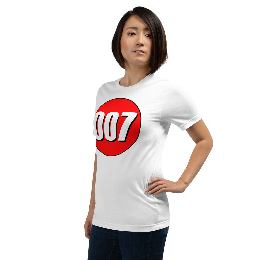 Unisex t-shirt: White on Red 007