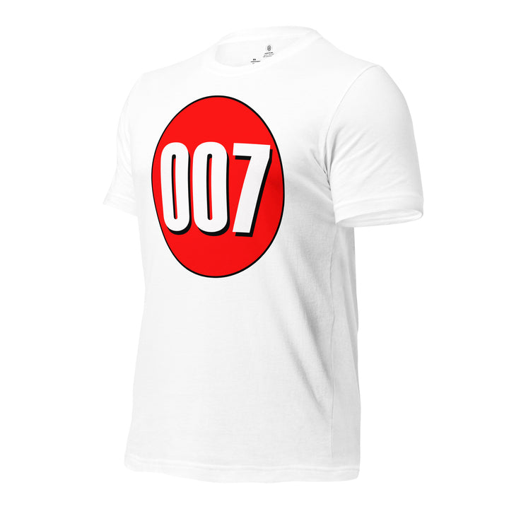 Unisex t-shirt: White on Red 007