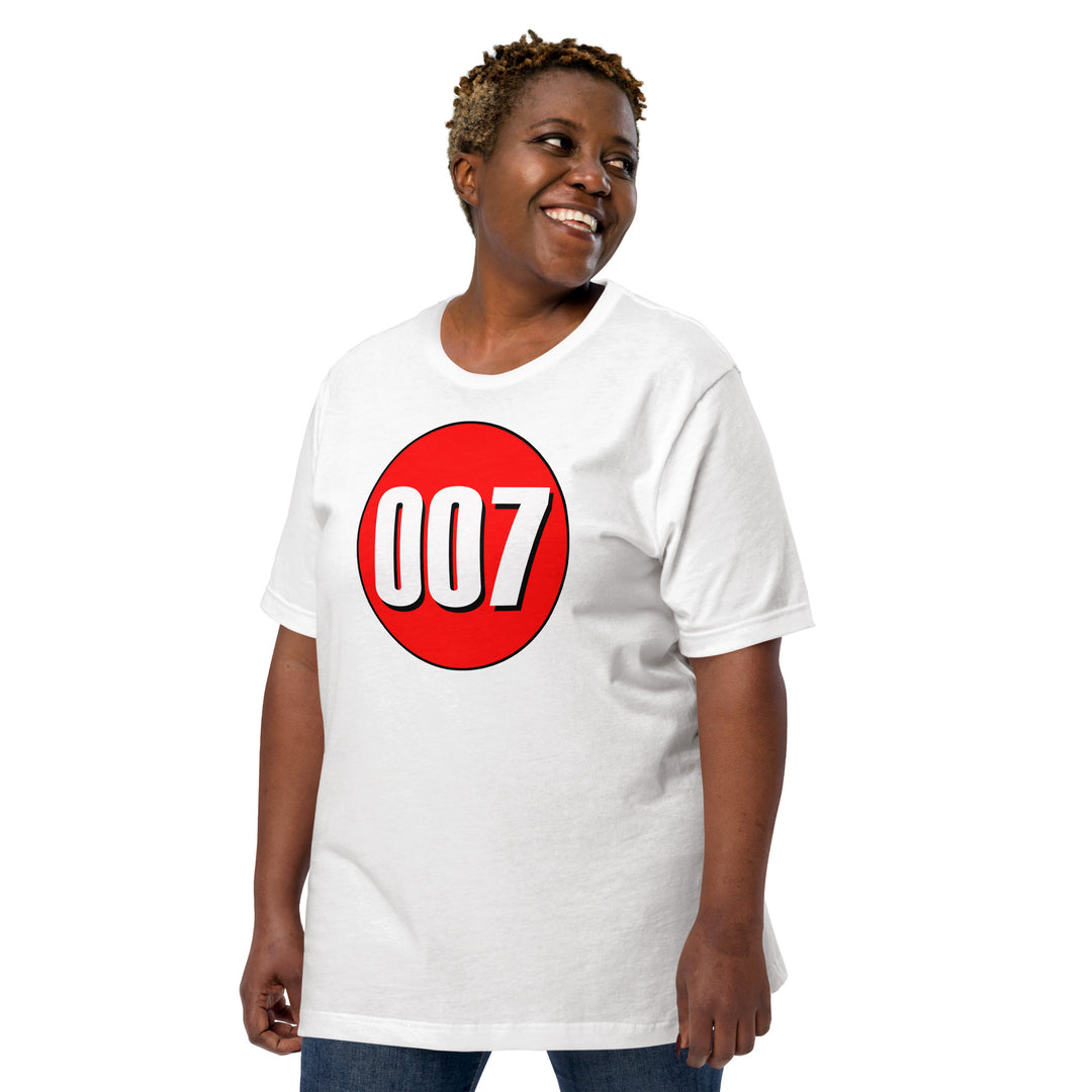 Unisex t-shirt: White on Red 007