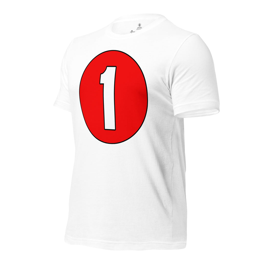 Unisex t-shirt: White on Red 1