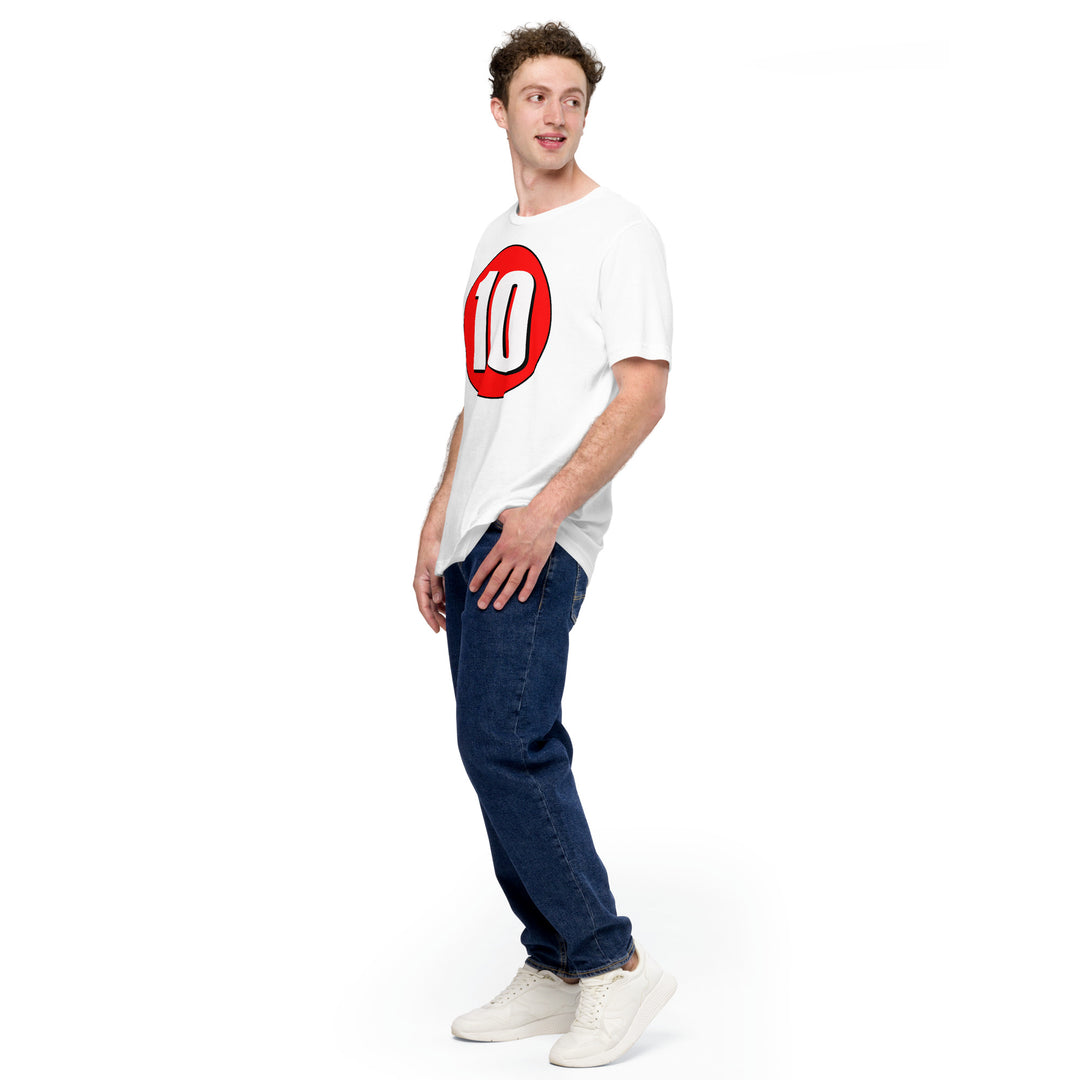 Unisex t-shirt: White on Red 10