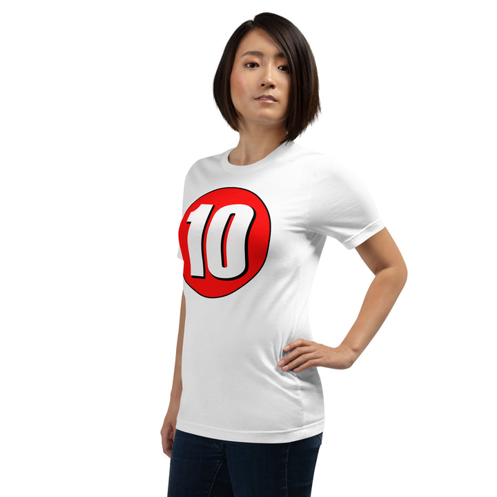 Unisex t-shirt: White on Red 10