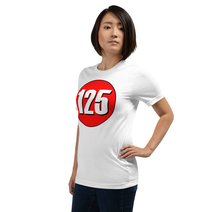 Unisex t-shirt: White on Red 125