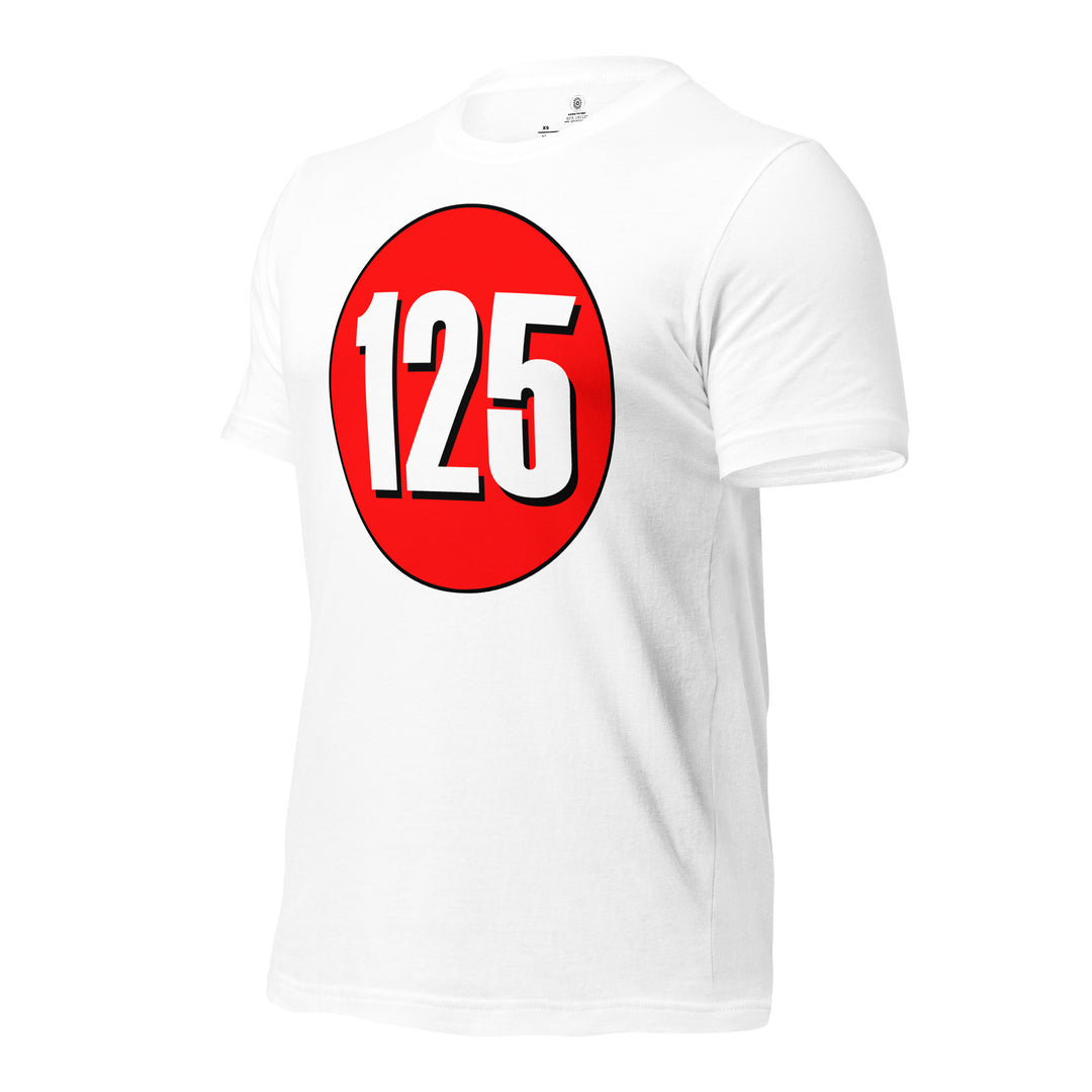 Unisex t-shirt: White on Red 125