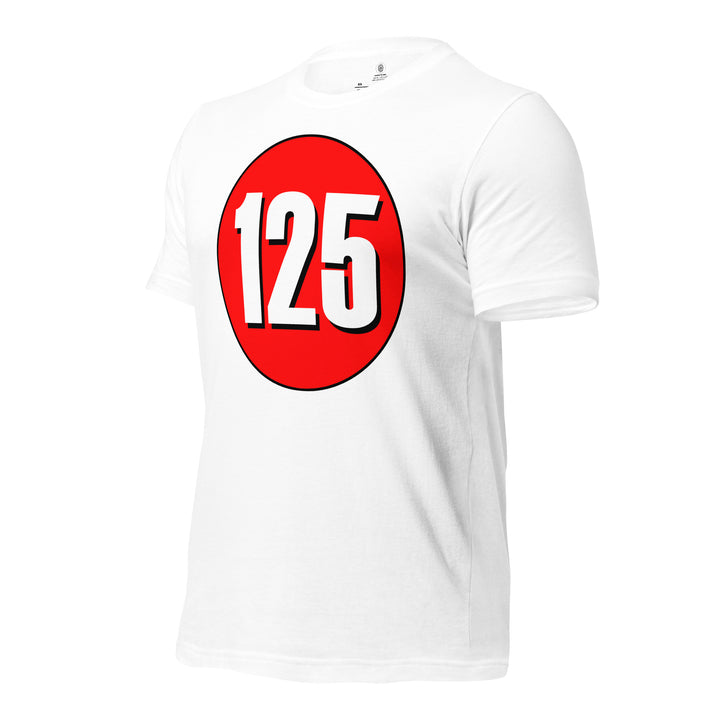 Unisex t-shirt: White on Red 125