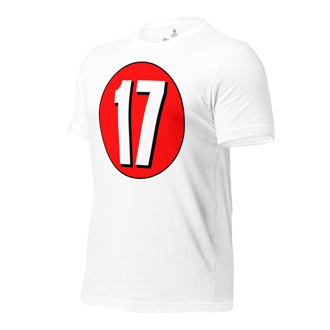 Unisex t-shirt: White on Red 17