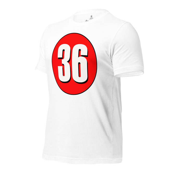 Unisex t-shirt: White on Red 36