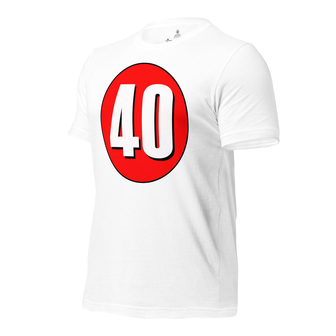 Unisex t-shirt: White on Red 40