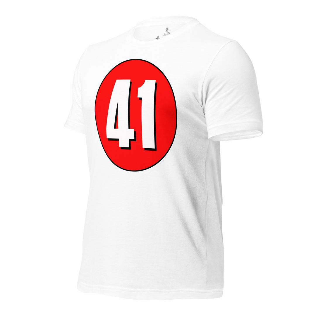 Unisex t-shirt: White on Red 41