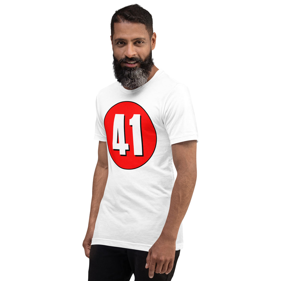 Unisex t-shirt: White on Red 41