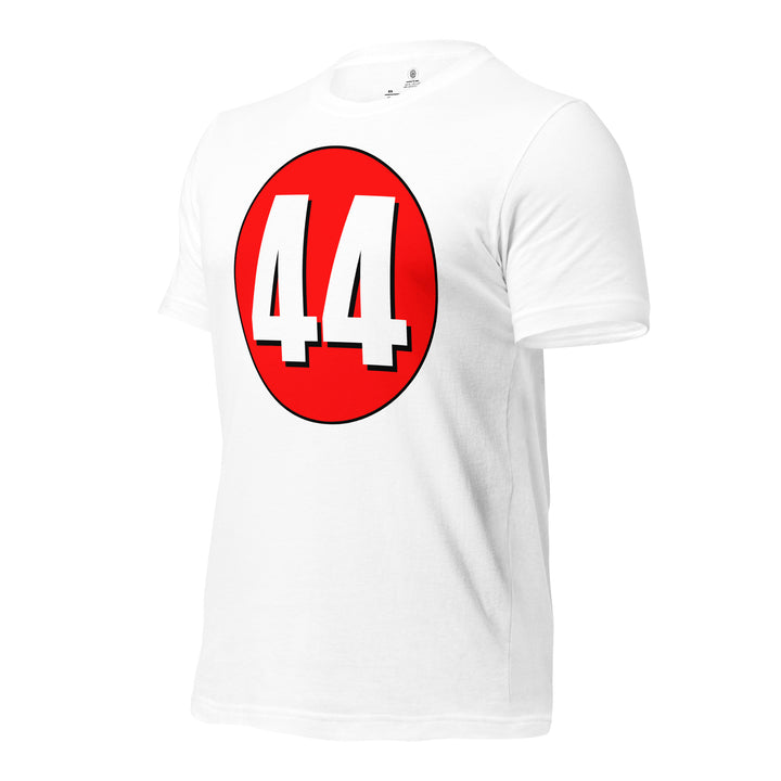 Unisex t-shirt: White on Red 44