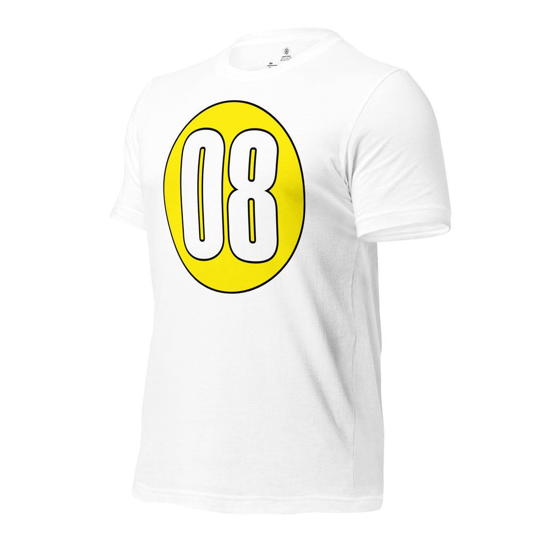 Unisex t-shirt: White on Yellow 08