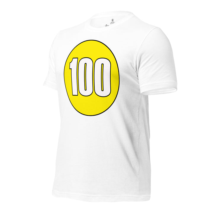 Unisex t-shirt: White on Yellow 100