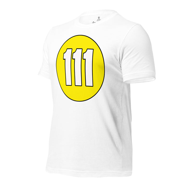 Unisex t-shirt: White on Yellow 111