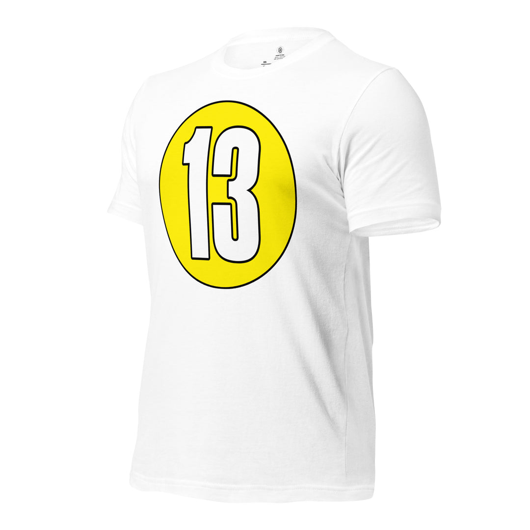 Unisex t-shirt: White on Yellow 13