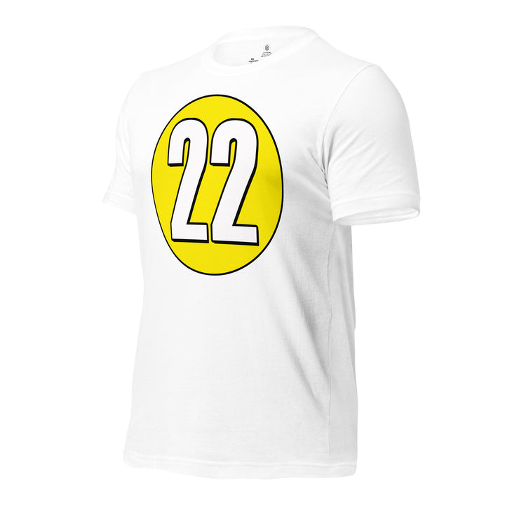 Unisex t-shirt: White on Yellow 22