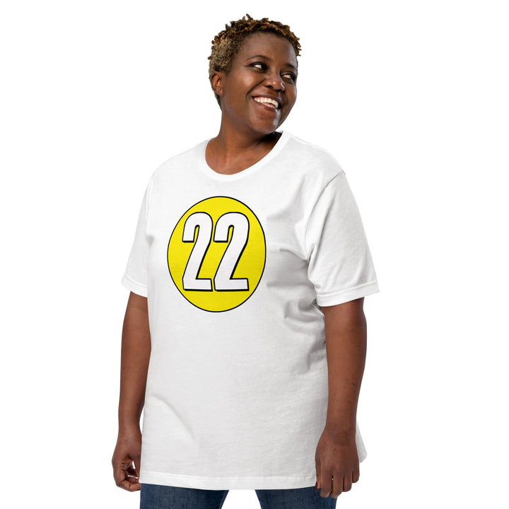 Unisex t-shirt: White on Yellow 22