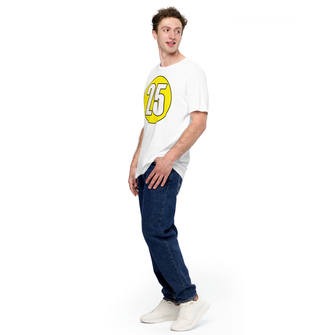 Unisex t-shirt: White on Yellow 25