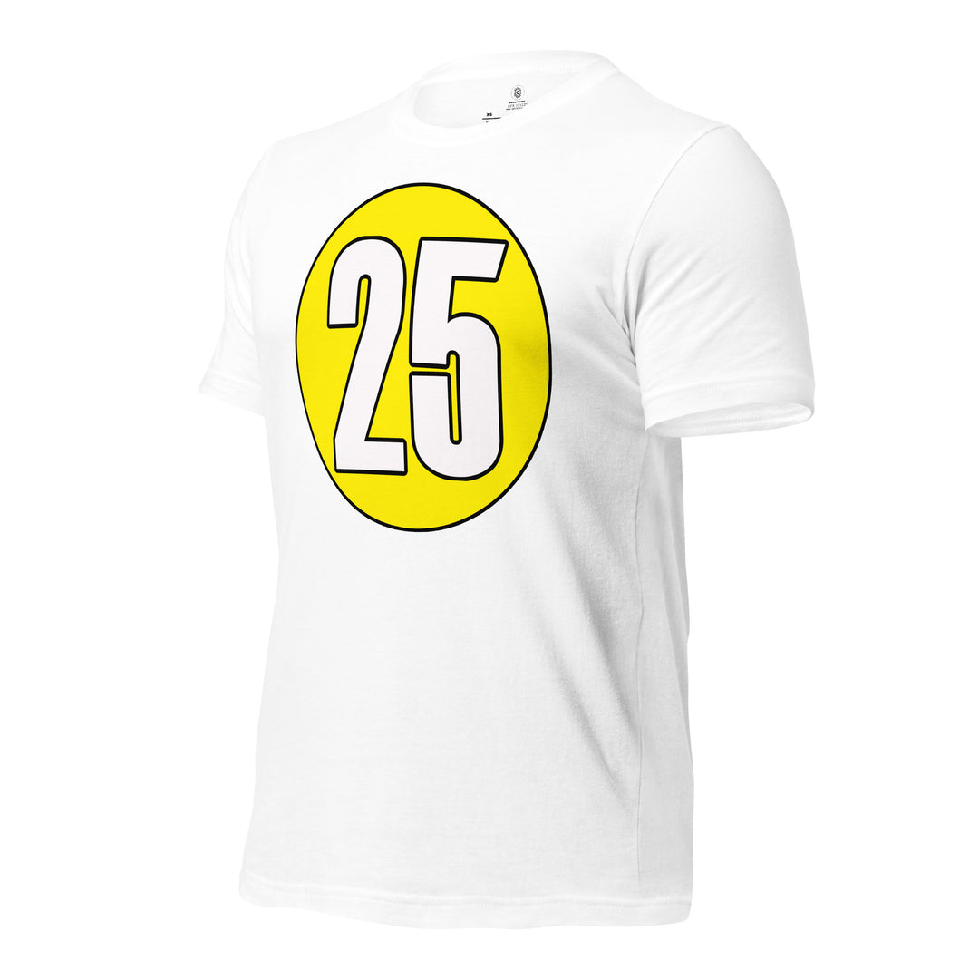 Unisex t-shirt: White on Yellow 25