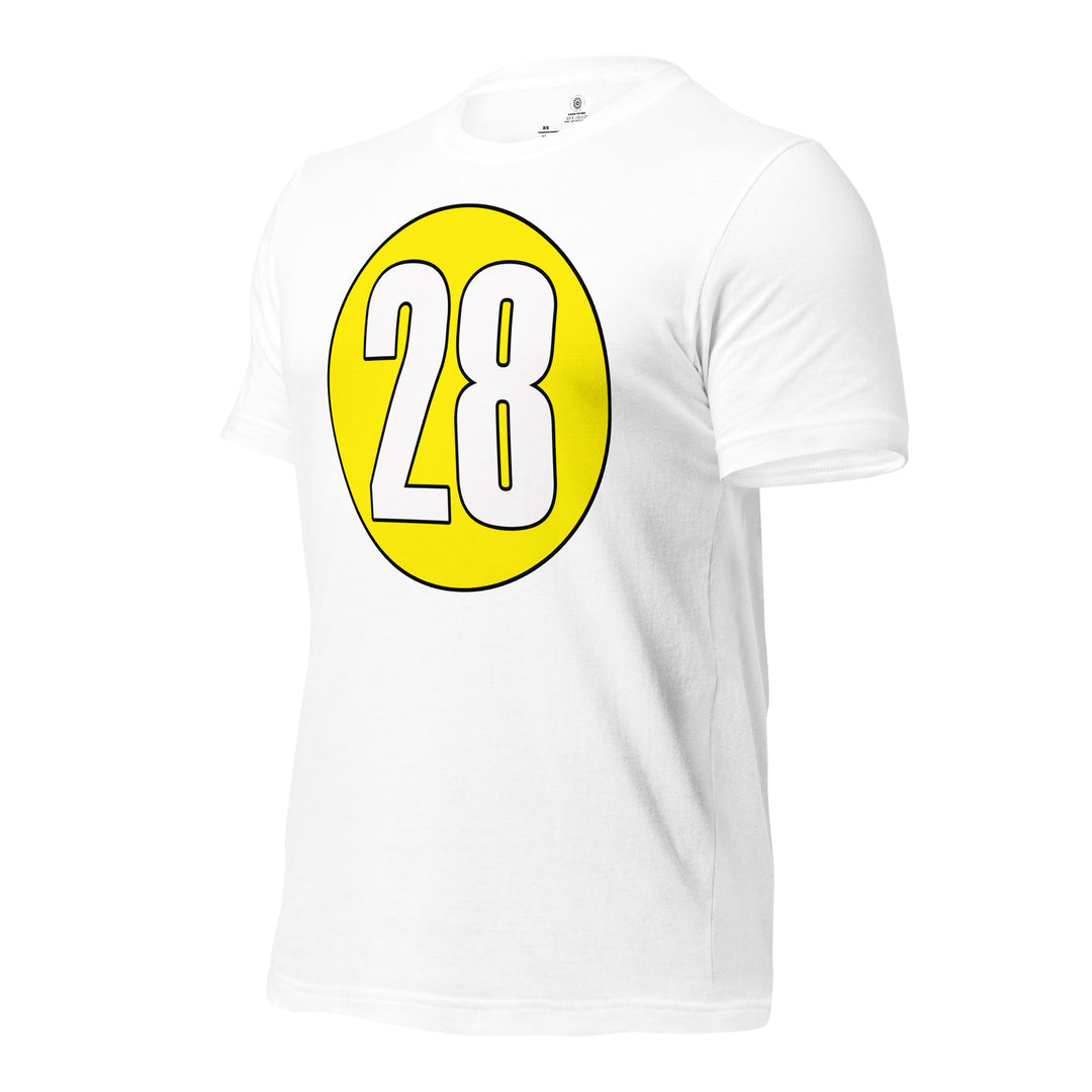 Unisex t-shirt: White on Yellow 28