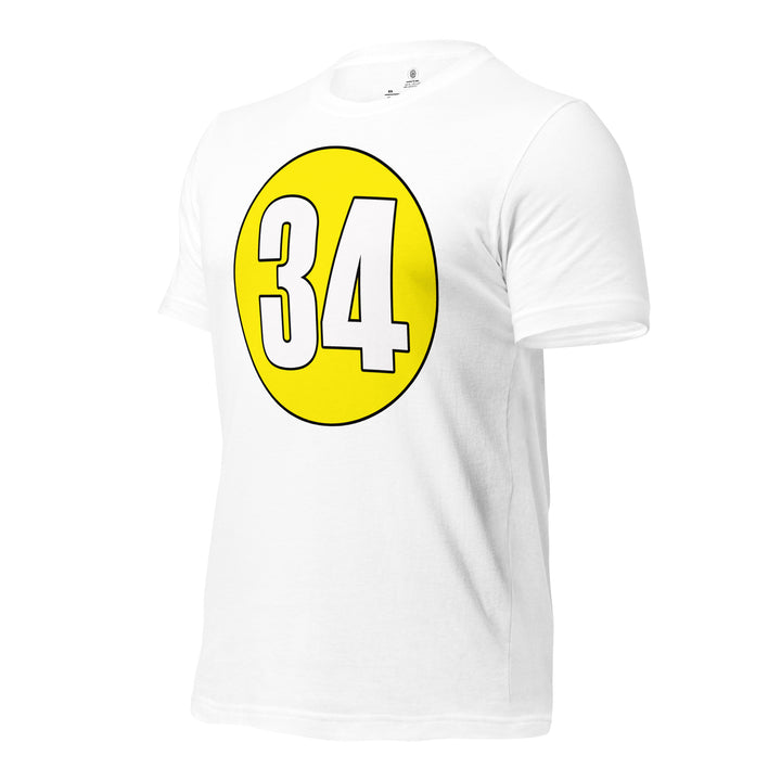 Unisex t-shirt: White on Yellow 34