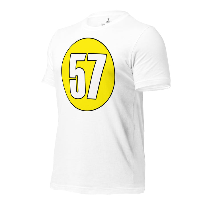 Unisex t-shirt: White on Yellow 57