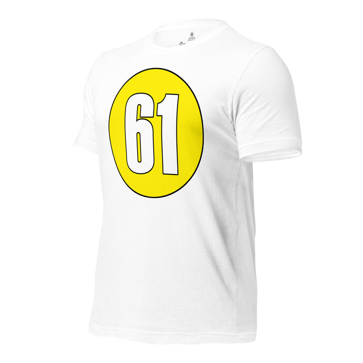 Unisex t-shirt: White on Yellow 61