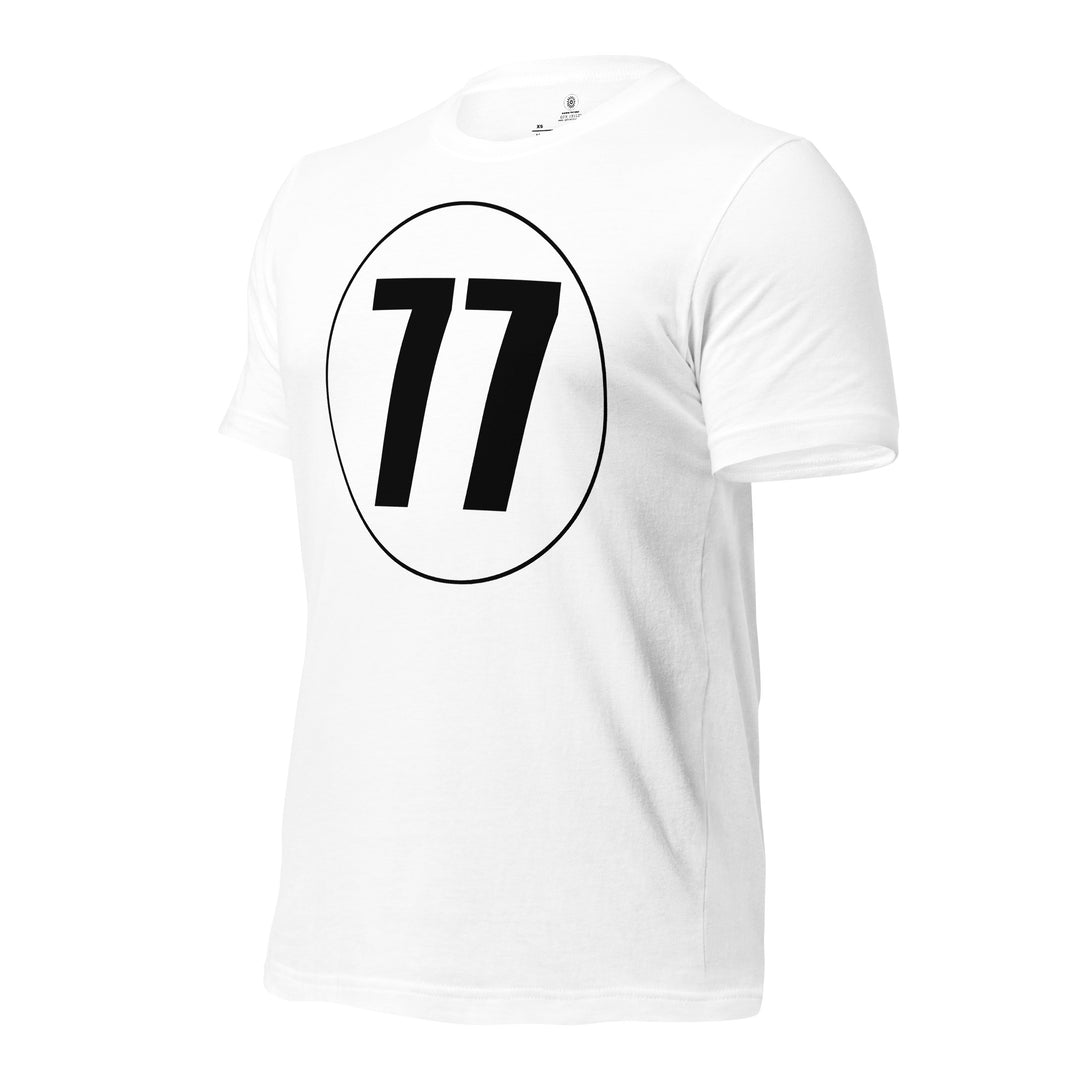 Unisex t-shirt: Black on White 77