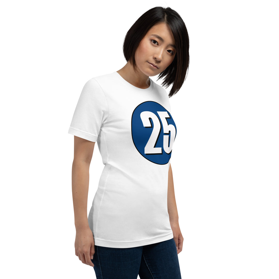 Unisex t-shirt: White on Navy Blue 25