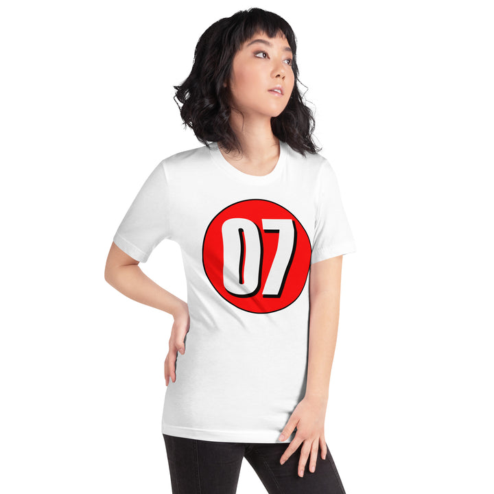 Unisex t-shirt: White on Red 07