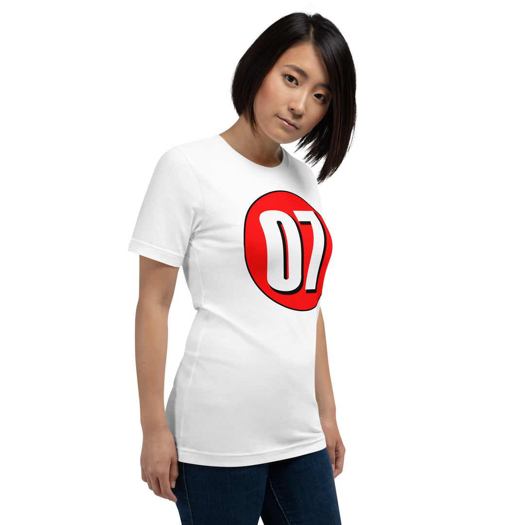 Unisex t-shirt: White on Red 07