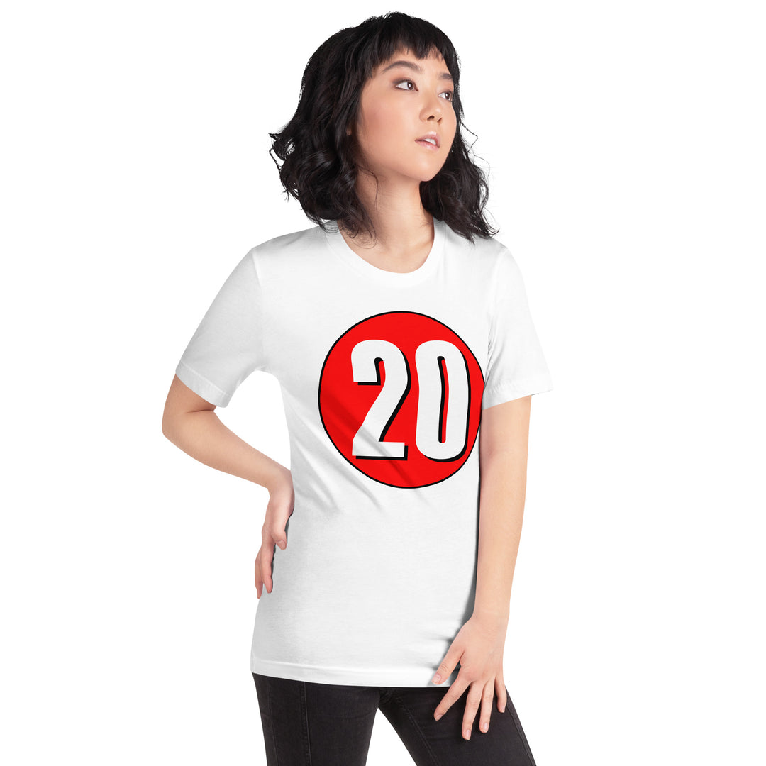 Unisex t-shirt: White on Red 20