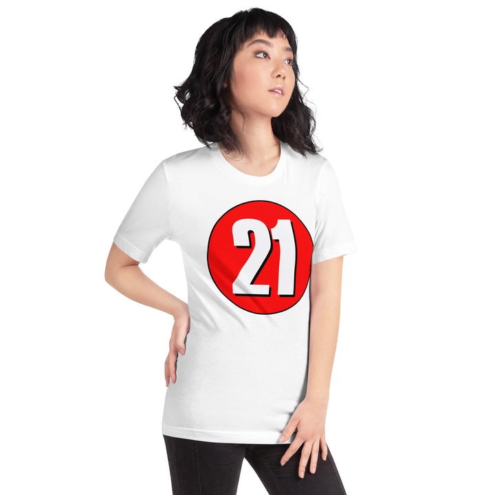 Unisex t-shirt: White on Red 21