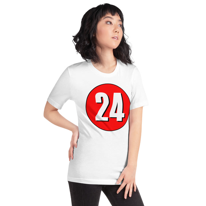 Unisex t-shirt: White on Red 24