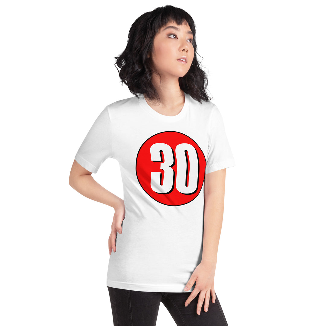 Unisex t-shirt: White on Red 30