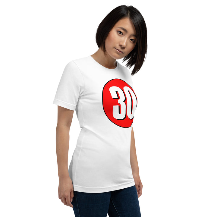 Unisex t-shirt: White on Red 30