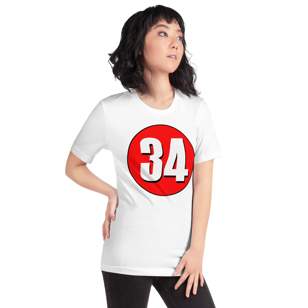 Unisex t-shirt: White on Red 34