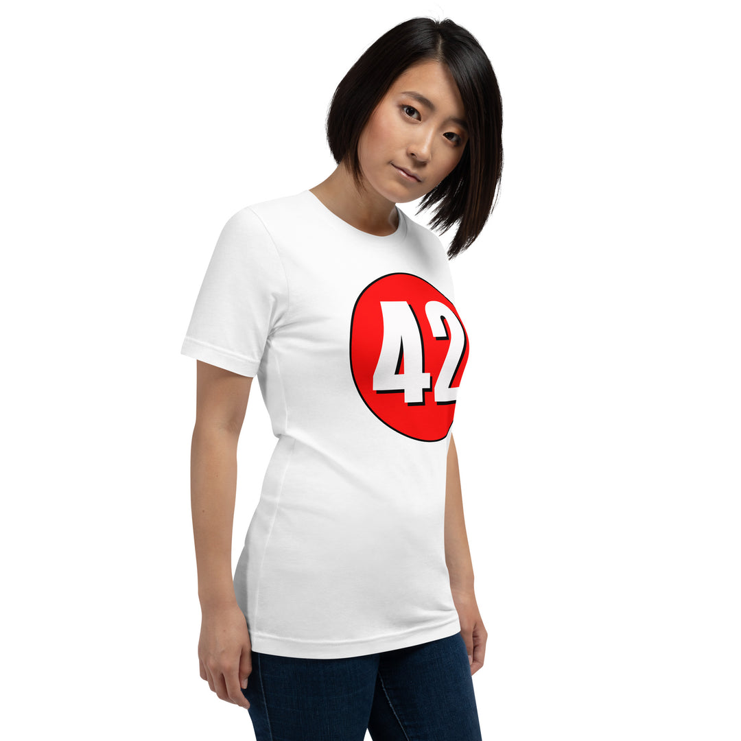 Unisex t-shirt: White on Red 42