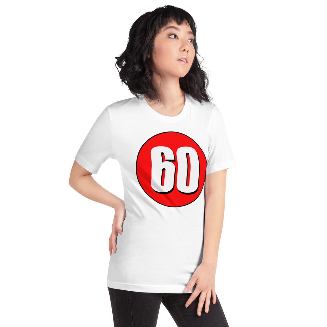 Unisex t-shirt: White on Red 60