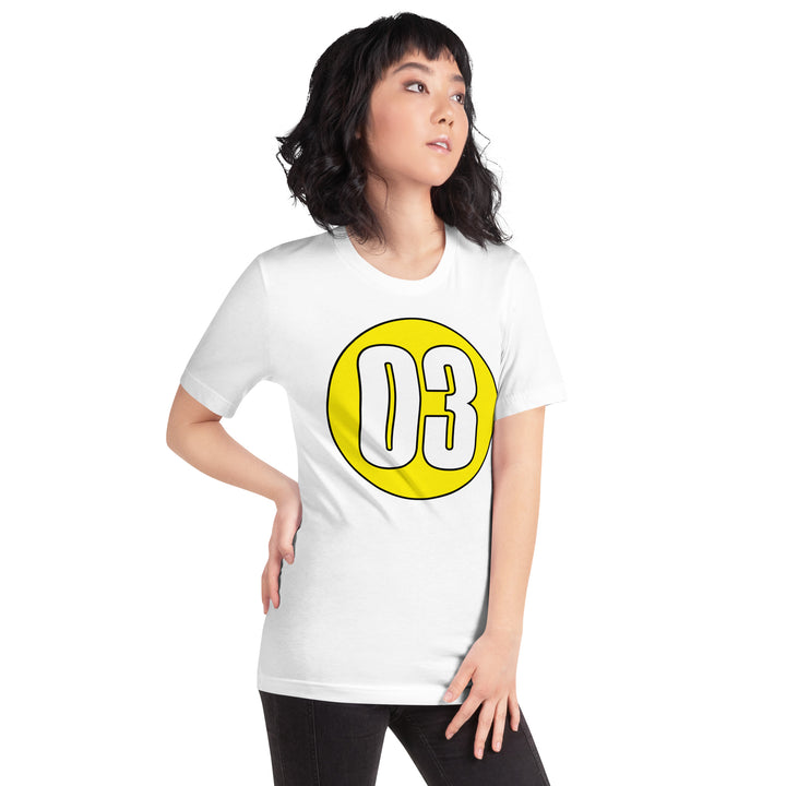 Unisex t-shirt: White on Yellow 03