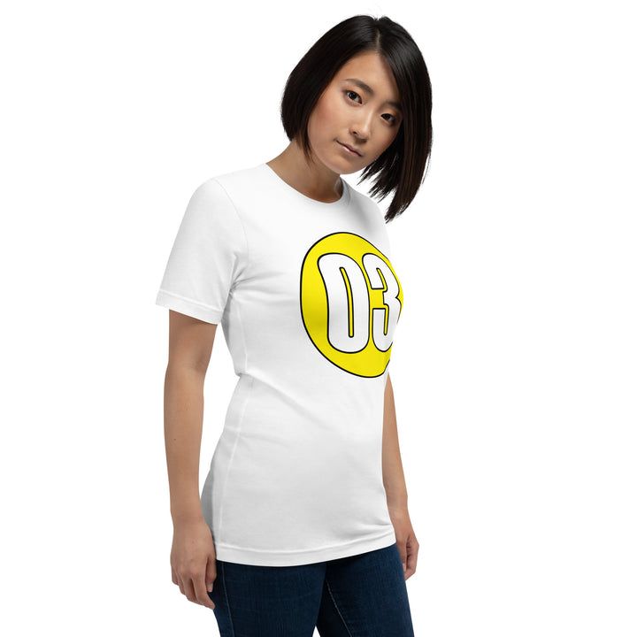 Unisex t-shirt: White on Yellow 03