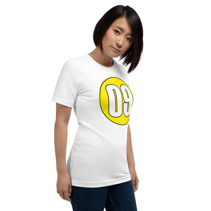 Unisex t-shirt: White on Yellow 09