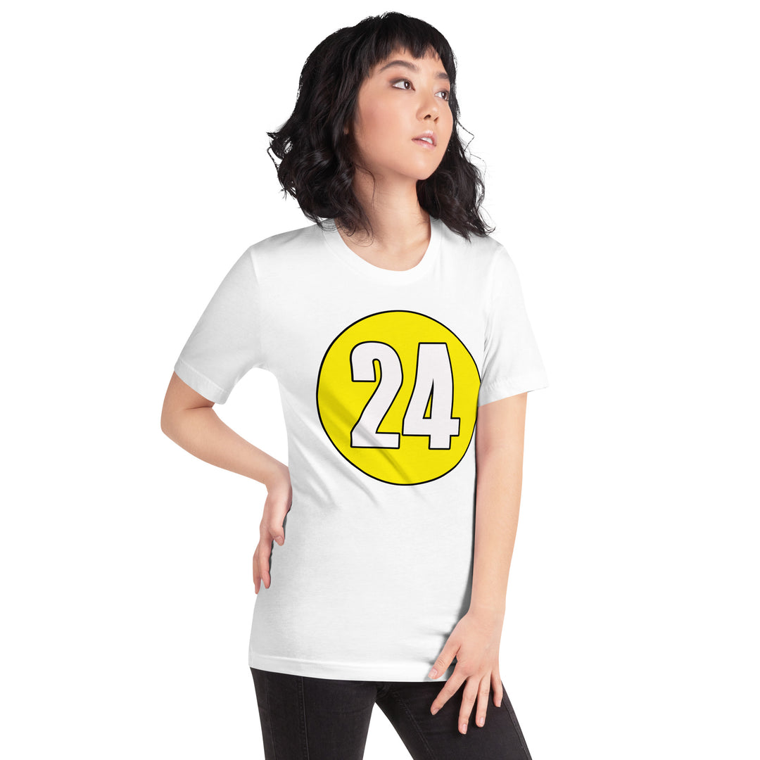 Unisex t-shirt: White on Yellow 24