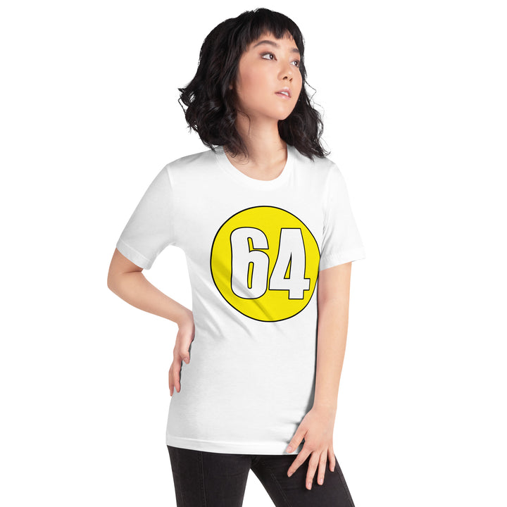 Unisex t-shirt: White on Yellow 64