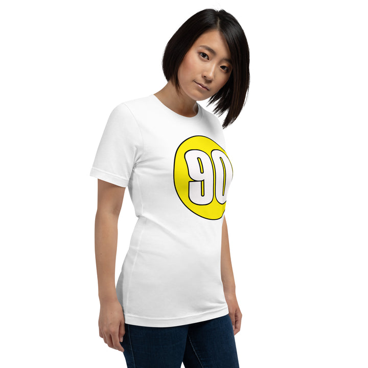 Unisex t-shirt: White on Yellow 90