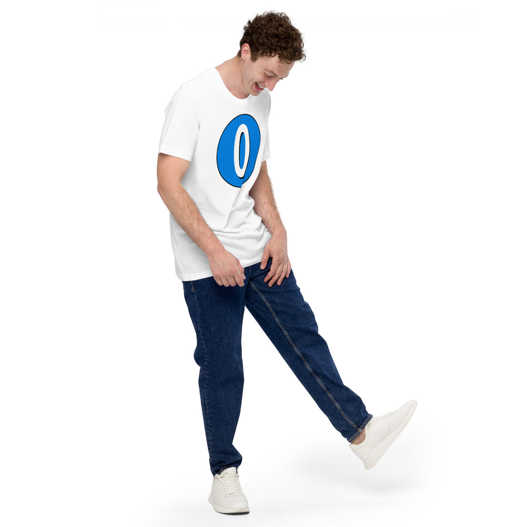 Unisex t-shirt: White on Blue 0